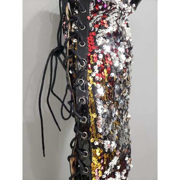 GORGEOUS Chase + Chloe Over Knee‎ Sequin Lace Front Boots Size 10 - Picture 4 of 10